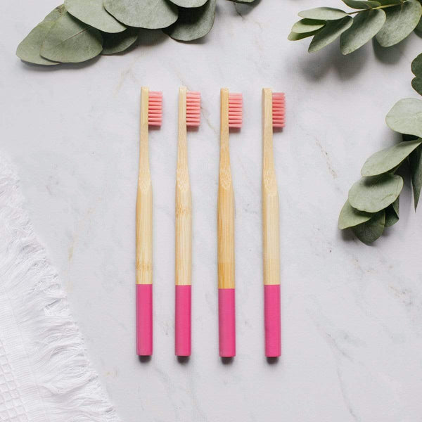 la-casa-del-bambu Rosa Pack de 4 cepillos de dientes de alta calidad - 11 colores disponibles