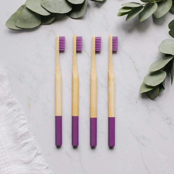 la-casa-del-bambu Púrpura Pack de 4 cepillos de dientes de alta calidad - 11 colores disponibles
